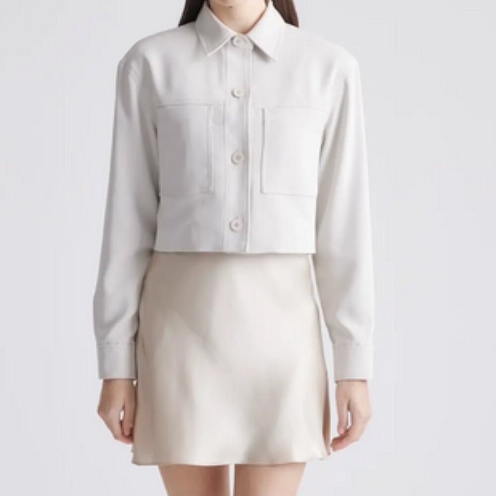 NWT Quince Stretch Crepe Cropped Jacket in Sand Sz XS - Picture 6 of 9